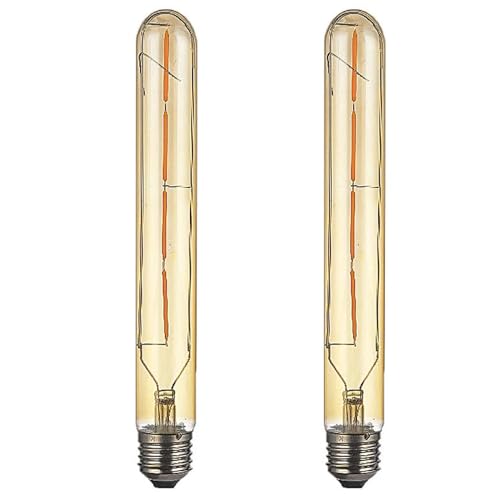 WULUN E27 T30 4W tubo largo retro Edison bombilla led, vidrio ámbar, longitud 225 mm, 220-240V, blanco cálido 2700k, bombilla decorativa, lámpara de pared retro, juego de 2 piezas