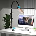 Desk Lamp for Home Office, Hand Sweep Sensitive LED Desk Light, 24W Ultra Bright Double Head Desk Lamp with Clamp & Flexible Gooseneck, Dimmable Eye Protection Reading Light for Workbench, Drawing