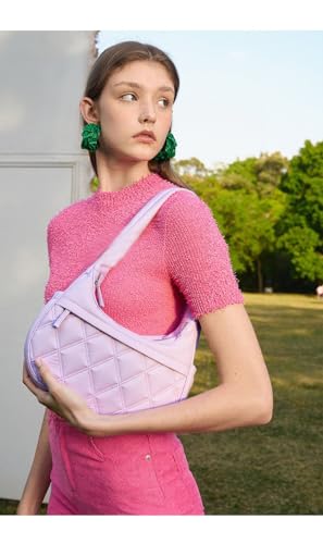 Image of JANKS Small Puffer Crescent Shoulder Bag for Women, Nylon Quilted Puffy Crossbody Purse, Cute Hobo Shoulder Handbags