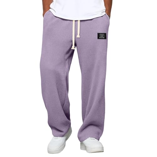 Pantalones de chándal rectos para hombre con cintura elástica gris