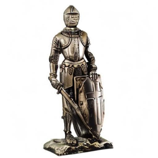 Estatua Caballero Cruzado con Acabado Plateado 7 pulg miniatura 2