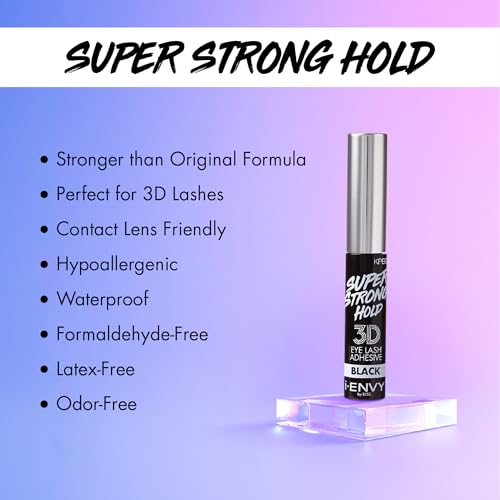 i-Envy Super Strong Hold 3D Strip Lash Glue Brush-On False Eyelash Adhesive, Waterproof, Hypoallergenic, Latex & Formaldehyde Free (Black) - Thumbnail 2