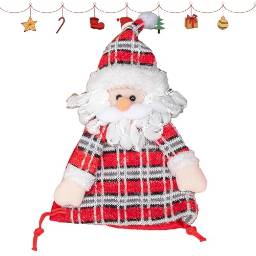 Bolsas de regalo de Navidad, bolsas de tela, bolsas de regalo de Papá Noel, bonita decoración navideña, bolsas de regalo con cordón para