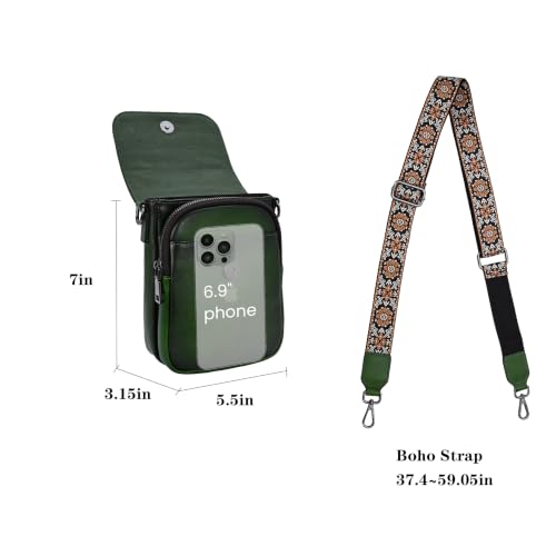 Image of HESHE Small Leather Crossbody Bag for Women RFID Phone Purse with Card Slot | Anti Theft,Genine Leather,Wide Adjustable Strap,Multi-Pocket Fits 6.9 inch Phone Trendy Shoulder Cross Body Bag for Daily,Travel