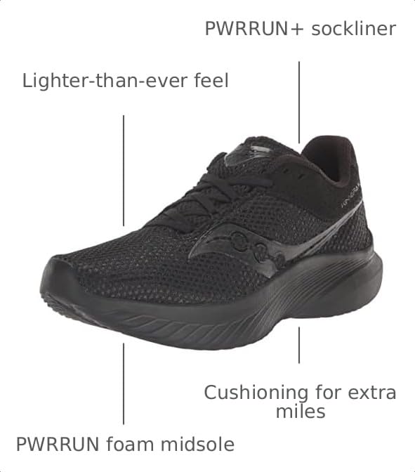 Image of Saucony Womens Kinvara 14 Running Sneakers Shoes - Black