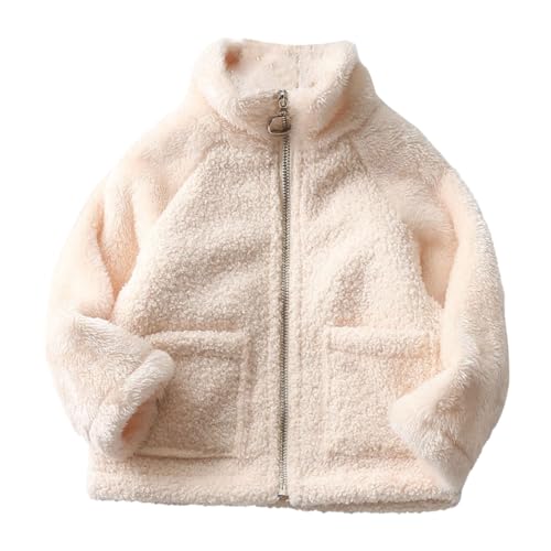 Thick 𝗣olar Fleece Jacket for Toddler Zip Lightweight Windproof Outerwear Fuzzy Warm Solid Coat with Pocket
