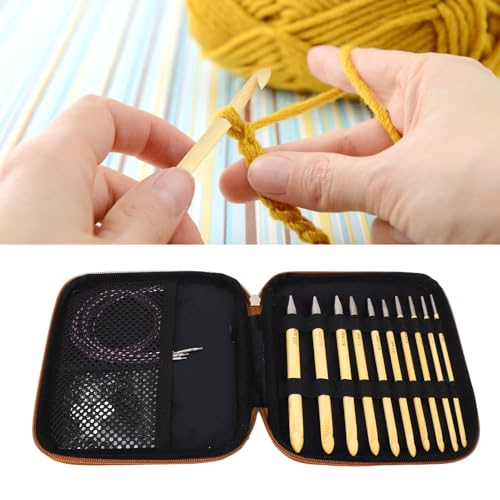 10Pcs Interchangeable Tunisian Crochet Hook Set, Bamboo Knitting Needles Afghan Tunisian Crochet Hooks Weaving Tools for Handicraft LoversCrochet Hooks