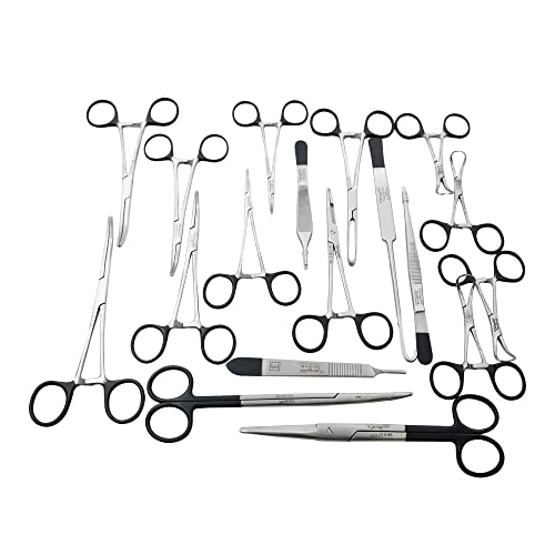 GerVetUSA Canine+Feline 18 PCS Premium German Stainless Steel Spay Pack Veterinary Instruments Set A+ Quality (Ring Black Coated)