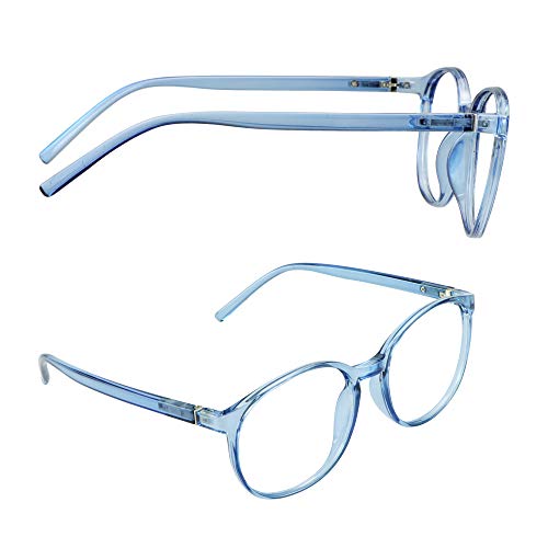 Image of Vintage Round Progressive Multifocal Presbyopic Glasses, Photochromic Gray Sunglasses for Men Women Readers (Clear Blue,+0.00 /+2.50 Magnification)