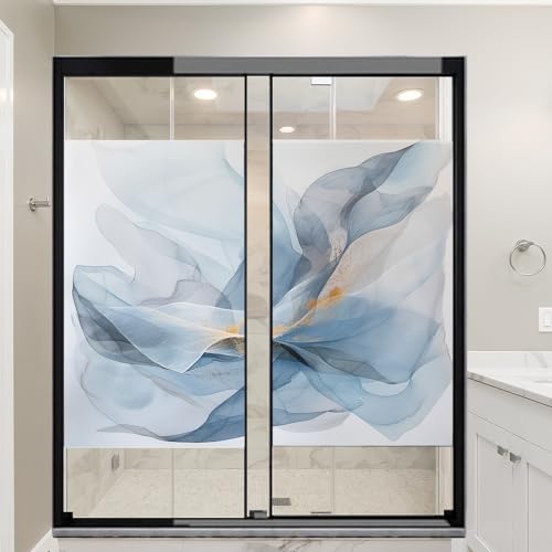 Vinilo decorativo para ventana con patrón azul y protección de privacidad miniatura 4
