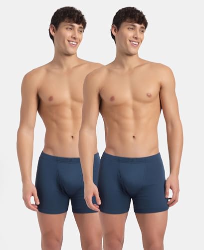 Image of Jockey 8008 Men Super Combed Cotton Rib Solid Boxer Brief with Ultrasoft and Durable Waistband (Pack of 2)