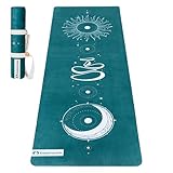 Yoga Mat 5mm Non Slip Suede & TPE - Green Eco-Friendly Fitness & Exercise Mat for Home Gym, Pilates, Hot Yoga, and Meditation - Lightweight Durable 72 x 24 inch Workout Mat for Women, Men