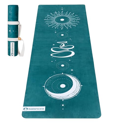 Yoga Mat With Strap 5mm Non Slip Suede & TPE – Eco-Friendly Fitness & Exercise Mat for Home Gym, Pilates, Hot Yoga, and Meditation – Lightweight Durable 72 x 24 inch Workout Mat for Women, Men