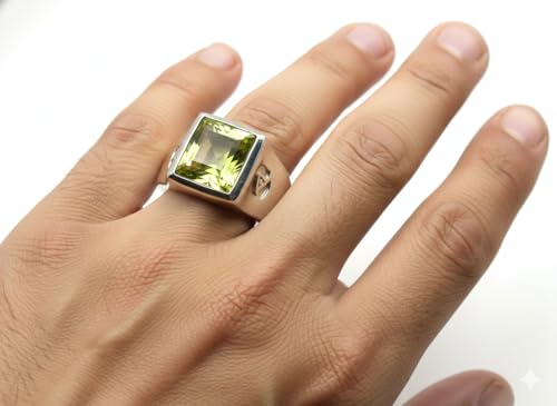 Image of Choose Your Color Mens Bold Ring 925 Sterling Silver Gemstone Wedding Engagement Statement Ring Birthstone Solitaire Jewellery Ring Sizes 4, 5, 6, 7, 8, 9, 10, 11, 12, 13,
