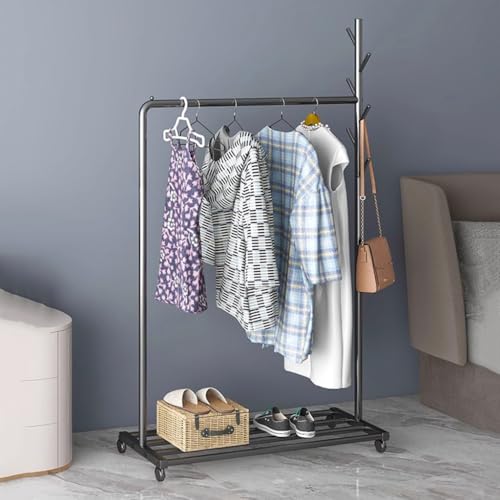 Présentoir mobile robuste en métal doré de 25 mm pour vêtements et accessoires