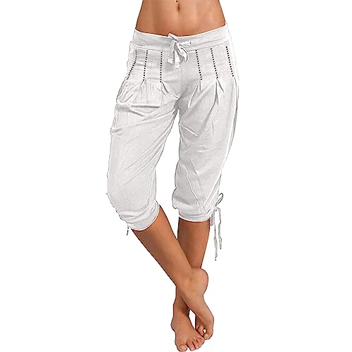 Pantalon capri femme grandes tailles avec cordon de serrage