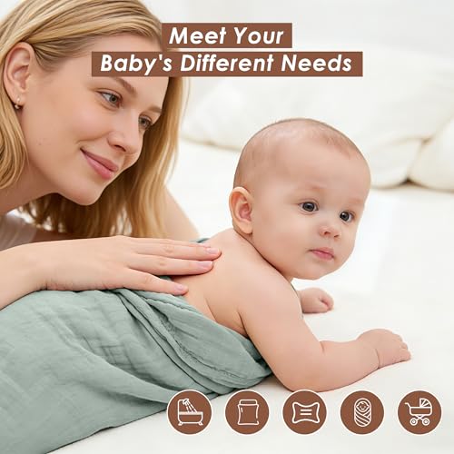 Image of Ease Cubs 3-Pack Muslin Hooded Baby Towels, 100% Cotton, Ultra-Soft & Absorbent Baby Bath Towels with Hood for Babies, Infant, Toddler and Newbron (Emerald Series,32 inch x 32 inch)