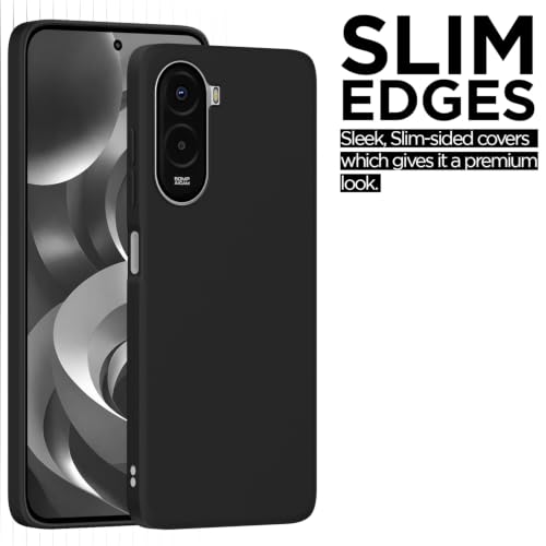 Image of Outlouders Back Cover for Poco M7 Plus 5G | Camera Protection | Durable Soft Matte Silicone Bumper Case (Black)