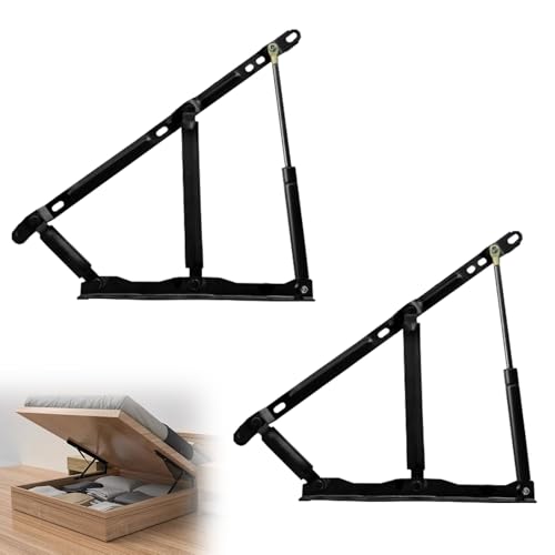 2 Stk. Gasdruckfeder, Gasdruckdämpfer 900N/PC Pneumatische Bett Hebemechanismus, Hebescharniere 92KG Gasdruckfeder Gasfederschrank Scharniere für schwere Bettkästen