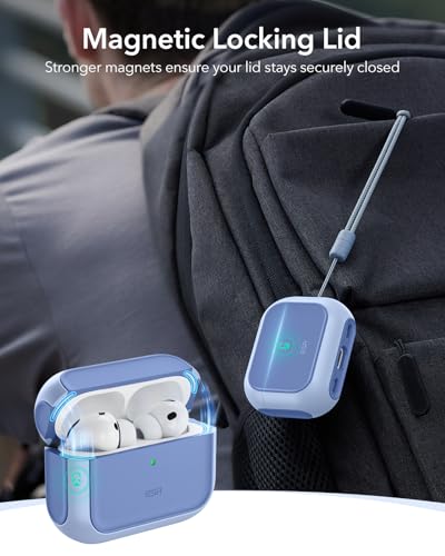 Image of ESR for AirPods Pro 3 Case, Compatible with AirPods Pro Case 3rd Generation (2025), Compatible with MagSafe, Full Drop Protection Cover with Lanyard, Blue