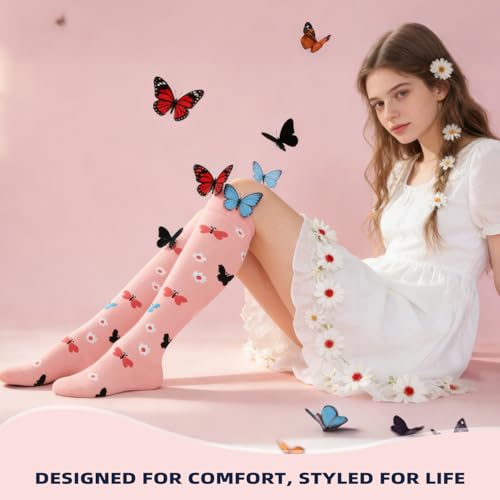 Image of Sooverki Compression Socks for Women & Men 6 Pairs is Best Supportive Knee High Stockings for Circulation, Travel, Nurses