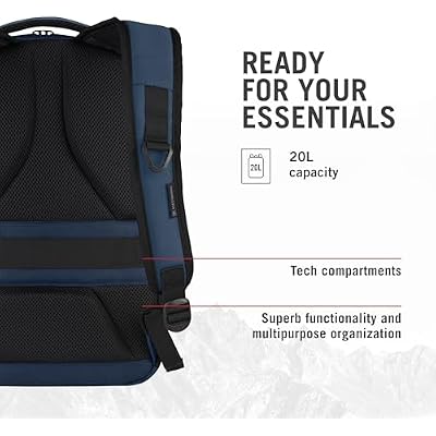 Victorinox VX Sport EVO Compact Backpack - Modern Backpack to Carry Travel Accessories - Includes Airflow Channels & Adjustable Straps - 20 Liters, Blue