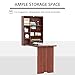 HOMCOM Wall Mounted Desk, Fold Out Convertible Desk, Multi-Function Computer Table Floating Desk with Shelves for Home Office, Mahogany