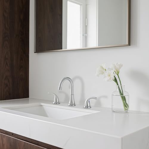 Image of Bathroom Sink Faucet FRANSITON Centerset 8 Inch 2 Handle Bathroom Sink Faucet Lead-Free with Pop-up Drain Stopper and Supply Hoses (Brushed Nickel, 8 Inch)