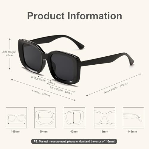 VIA LEECA Retro Square Sunglasses for Women Men, 90s Trendy Aesthetic Accessories2