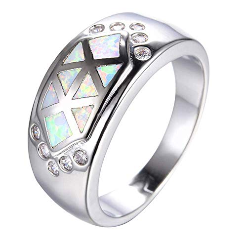 Bagues femme opale blanche or blanc plaqué alliance mariage et fiançailles