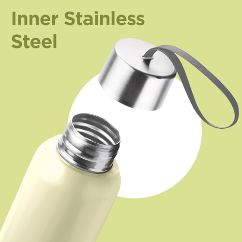 Image of Milton Halo 600 Steel Thermoware, Inner Steel, PU Insulated, Leak Proof Water Bottle for School Kids, Office, Gym, Easy to Carry Strap, 500 ml, Beige