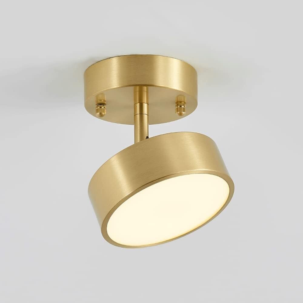 Hertl Luxury Farmhouse Bar LED Flush Mount Ceiling Light Mini Close to Ceiling Light Brass Finish Mid Century Ceiling Light Small Semi-Flush Mount Ceiling Lamps for Kitchen Bedroom Hallway(Color:Gold