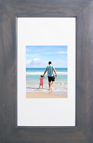 Image of 14x24 Concealed Picture Frame Medicine Cabinet without Mirror for Bathroom, Recessed in the Wall, Made in North America, Real Wood, NO MDF, Adjustable Shelves, Hidden, Gray