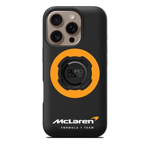 Coque MAG Quad Lock iPhone 16 Pro McLaren avec anneau magnétique intégré et bordure antichoc fine