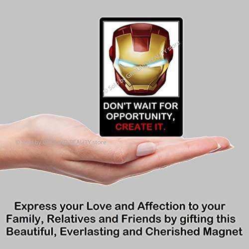 Image of Ironman Nanotech Helmet with Motivational and Inspirational Quotes Waterproof Digital Picture Magnet. Large Size 10cmsx7cms; Multi Color 1 Piece Ironman Office Fridge Magnet Souvenir (AV-47)