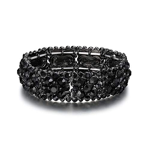 EVER FAITH Women's Round Austrian Crystal Elegant Bridal Stretch Bracelet