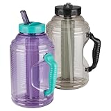 COOL GEAR 2-Pack 80 oz Big Freeze Sports Water Bottle with Freezer Stick and Handle | Hydrating Colored Water Bottle