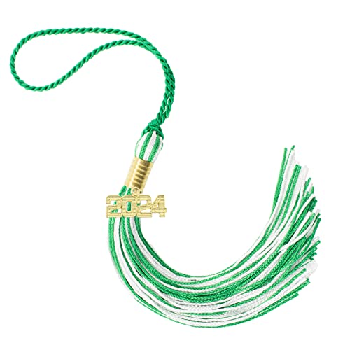 Tassel Depot 2024 Kelly/White Graduation Tassel - Every School Color Available - Made in USA