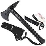 Profi Militär Axt Tomahawk lizenziertes USMC plus Survival Kits und Compas Campingaxt Axt Survival Outdoor Axt Survival Axt, Erwachsene Äxte Campingbeil Beil inkl. Kopftasche M-X001