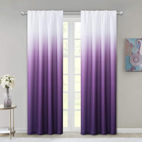 Dainty Home Ombre Darkening Curtains, Curtains for Living Room and Bedroom Purple 40