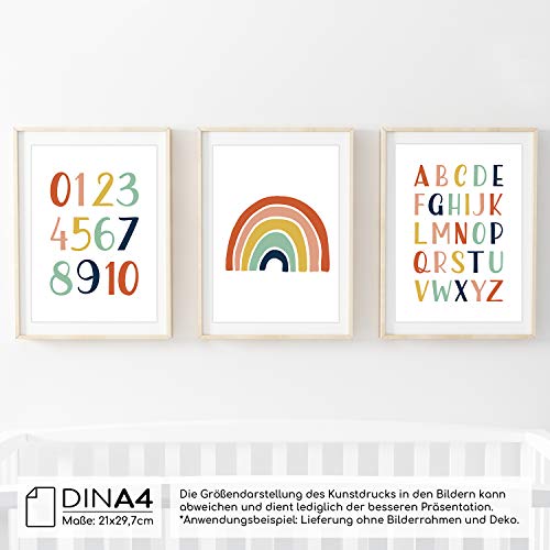 Frechdax® Set van 3 posters voor de kinderkamer, babykamer, DIN A4, zonder fotolijst, voor meisjes en jongens… - Afbeelding 3