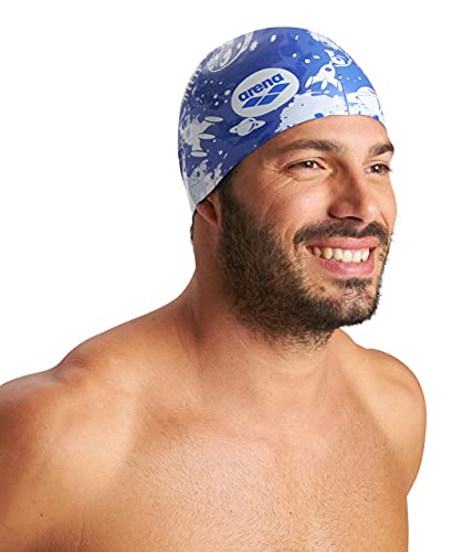 Arena Print 2 - Gorro de natación Unisex de Silicona para Adultos, Mujeres y Hombres, Entrenamiento intensivo, cómodo, Antideslizante, Pelo Largo, Sombrero de natación, alienígenas