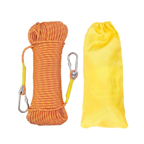 Gangying Kletterseil 10mm Outdoor Seil Statisches Kletterseil 5m Feuerrettungs-Fallschirm-Seil Geflecht Nylon Seil mit 2 Stahlhaken für Wandern Outdoor Bergsteigen Sport Camping
