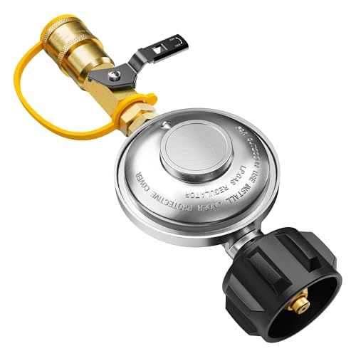 CALPOSE Propane Quick Connect Fittings Propane Regulator with Quick Connect Fittings and ON/Off Valve for Heaters Grills Fire Pit Quick Disconnect and Connect