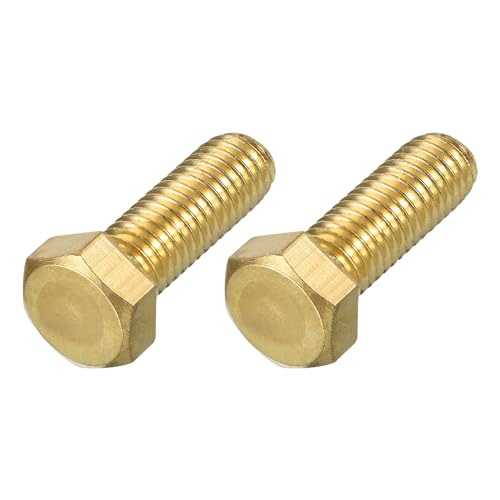 Image of METALLIXITY Hex Head Screw Bolt (1 /2-13x1-1 /2) 2Pcs, Brass Fully Threaded Solid Brass Hex Bolts Machine Screws - for Machinery Repair