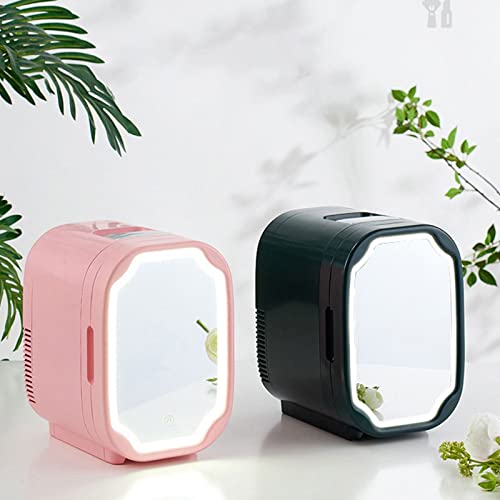 Mini refrigerador verde con luz LED portátil para cosméticos y coche 2
