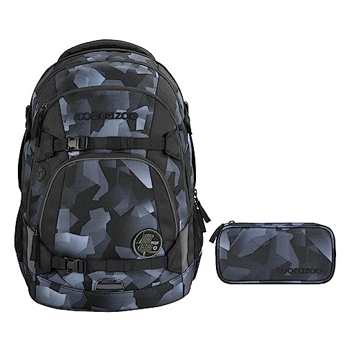 coocazoo MATE Schulrucksack-Set 2tlg inkl. Schlamperbox (Grey Rocks)