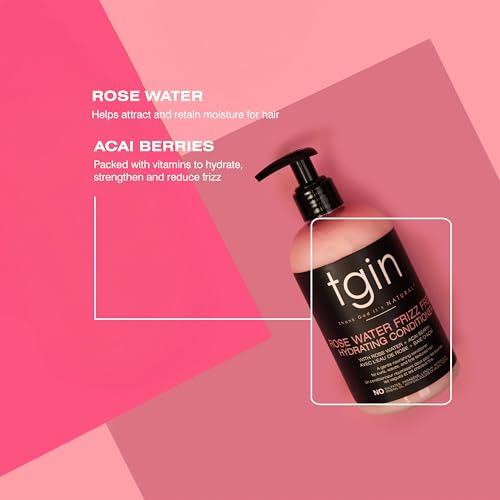 tgin Rose Water Frizz-Free Hydrating Hair Conditioner &ndash; Lightweight Moisture & Shine for Curly Hairs &ndash; Conditioner for Women Detangles & Controls Frizz &ndash; Tgin Hair Products with A&ccedil;ai Berry (13 oz)
