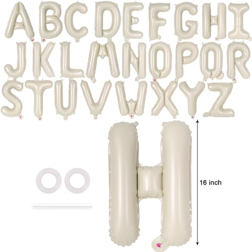 26 Pcs Cream Letter Balloons,16 Inch Foil Alphabet Letter Balloons,Letter A-Z Balloon Banner Custom Phrase Balloon for Birthday Party Wedding Anniversary Decoration (Cream 26pcs) by YOTHORN - Used condition - Image 2