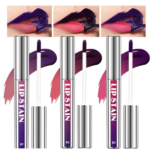 3Pcs Peel Off Lip Stain Lip Tint Set, Long-Lasting Peel Off Matte Lip Gloss, Matte Liquid Lipstick Nude Waterproof Lip Tint Stain Non-stick Cup Peel Off Lipstick Lip Makeup (3PC, Einegröße)